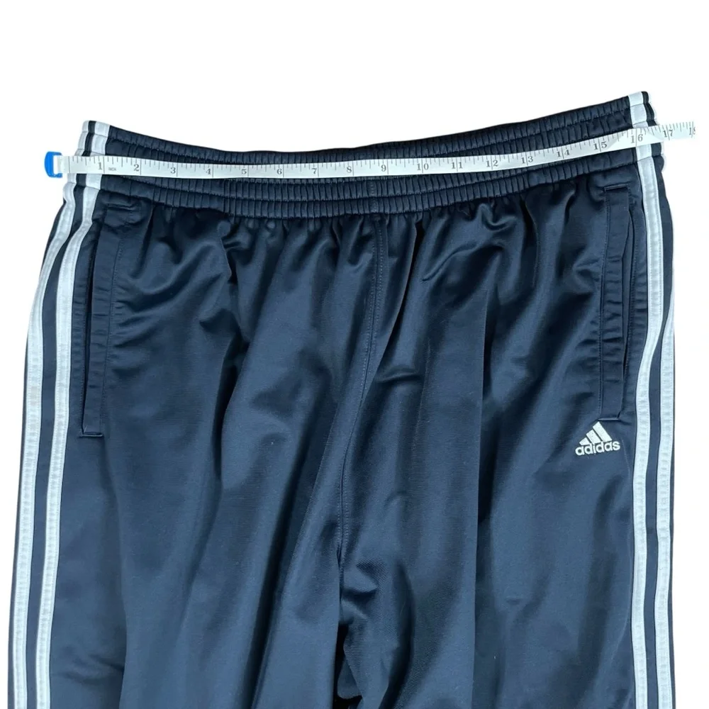 adidas Navy Blue Tear Away‎ Track Pants White 3 Stripe Y2K Streetwear XL